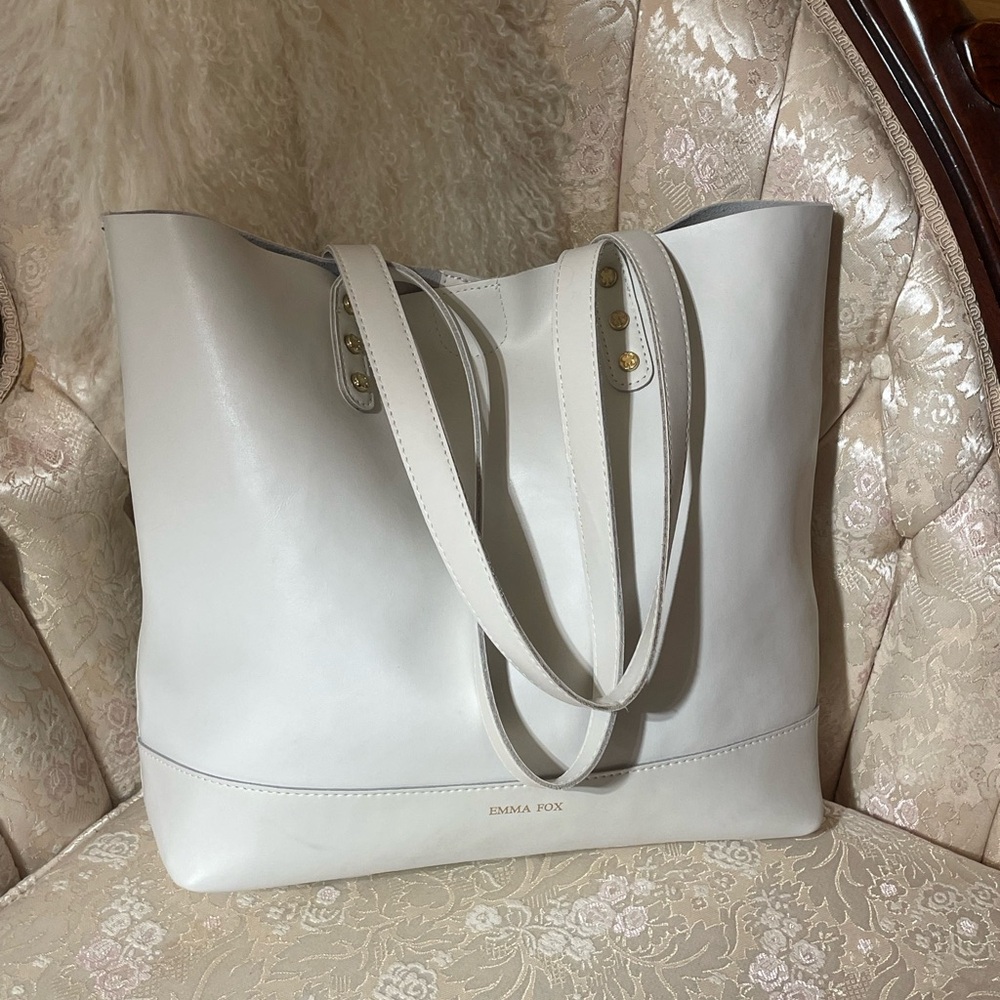 Emma Fox structured white leather tote bag